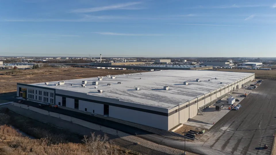 Angled aerial view of the 60th Street Warehouse and its loading docks